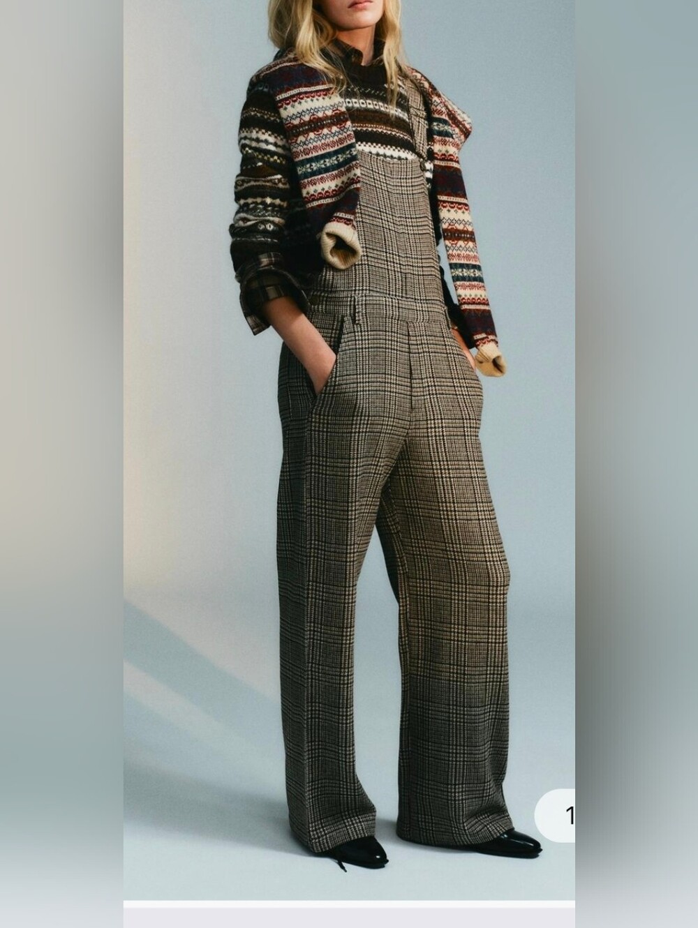 Zara S Long jumpsuit in a checkered pattern